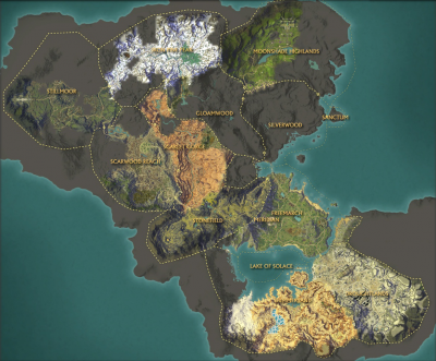 World Map of Telara's main continent (click to enlarge)